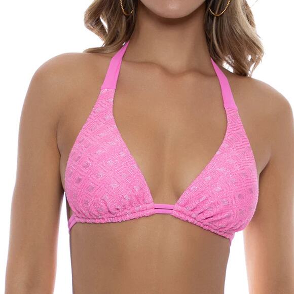 Luli Fama Brilla Triangle Halter Top - Pink NWT SIZE L XL DD CUP - Picture 1 of 6